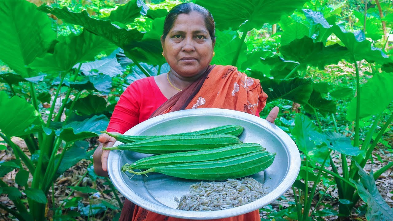 Village Food: Ridge Gourd with Shrimp Village Cooking Recipe by Village Food Life