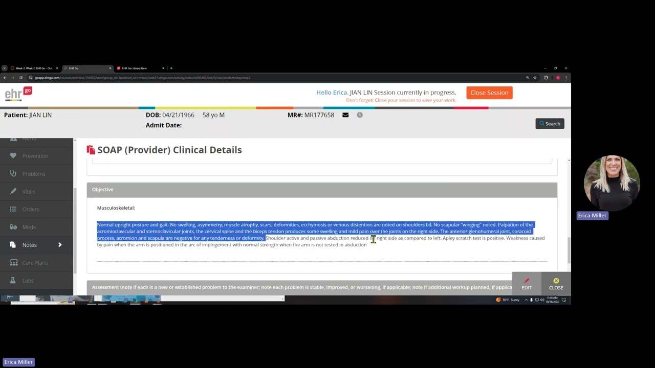 How to Access EHR Chart Note - Patient  Jian Lin