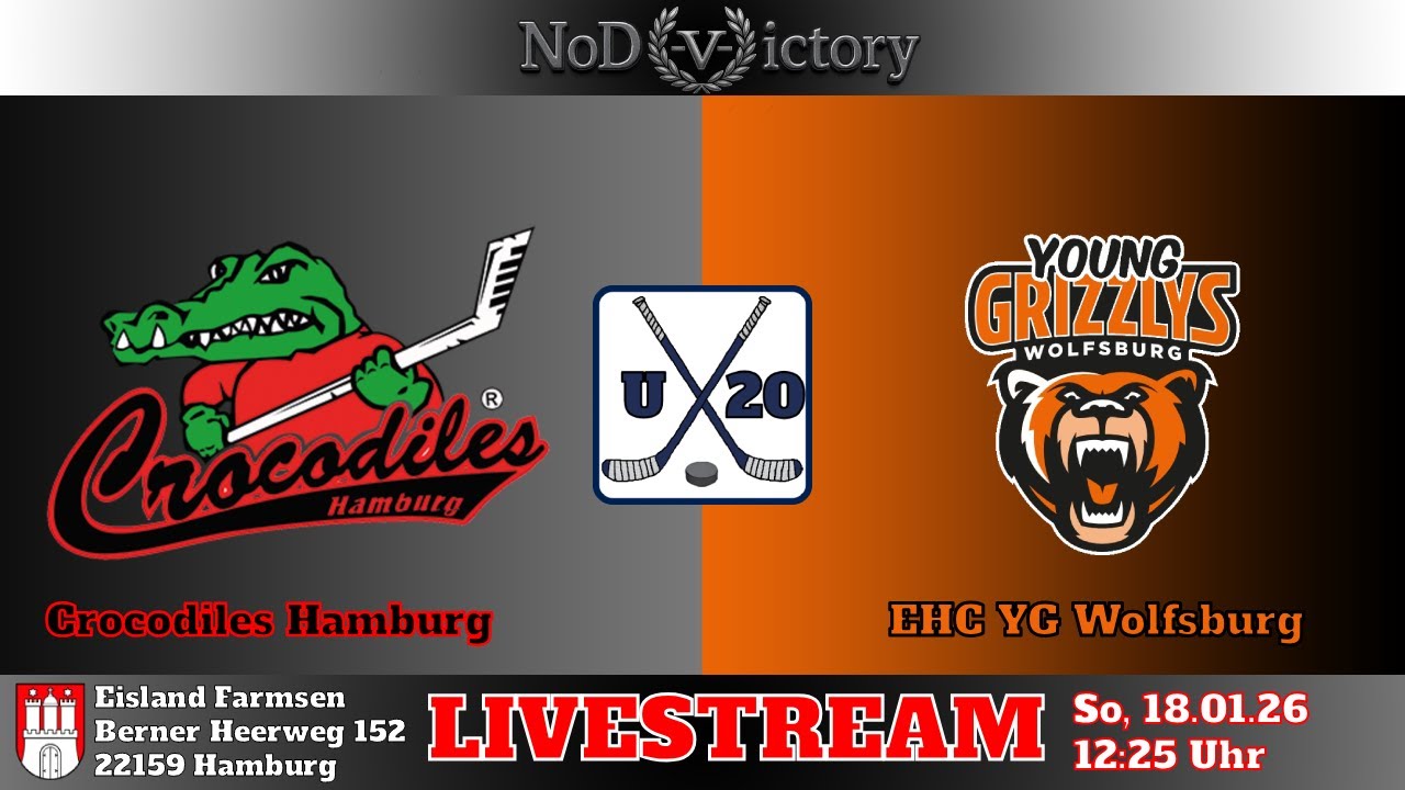 🏒U20 | Crocodiles Hamburg VS EHC Young Grizzlys Wolfsburg | 18.01.26 | 12:25 Uhr