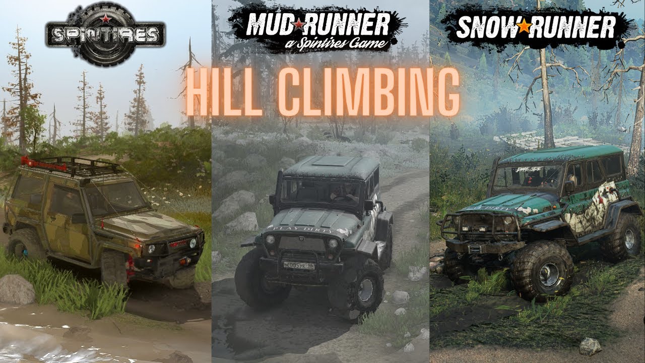 Spintires vs MudRunner vs SnowRunner | Hill Climb Physics comparison