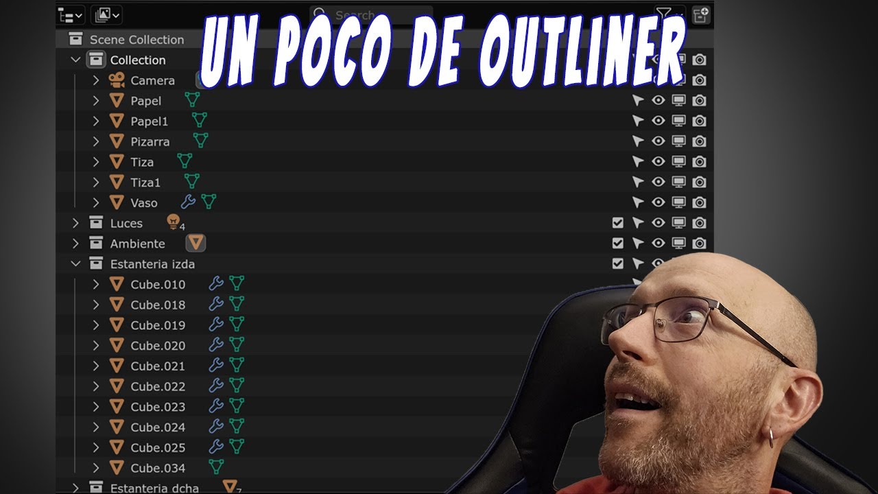 Organizar escena con Outliner primeros pasos Blender 5