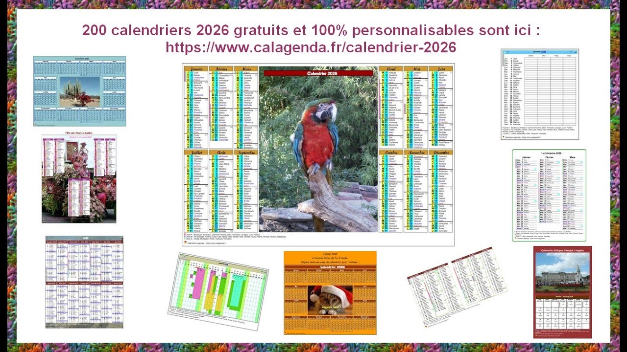 Calendriers 2026