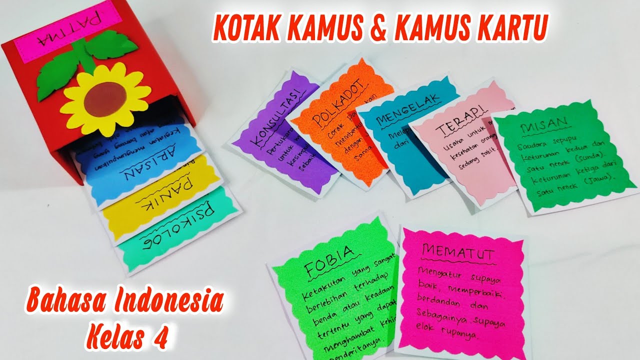 Cara Membuat Kotak Kamus Tugas Bahasa Indonesia Kelas 4 || Membuat Kamus Kartu Dari Kertas Karton