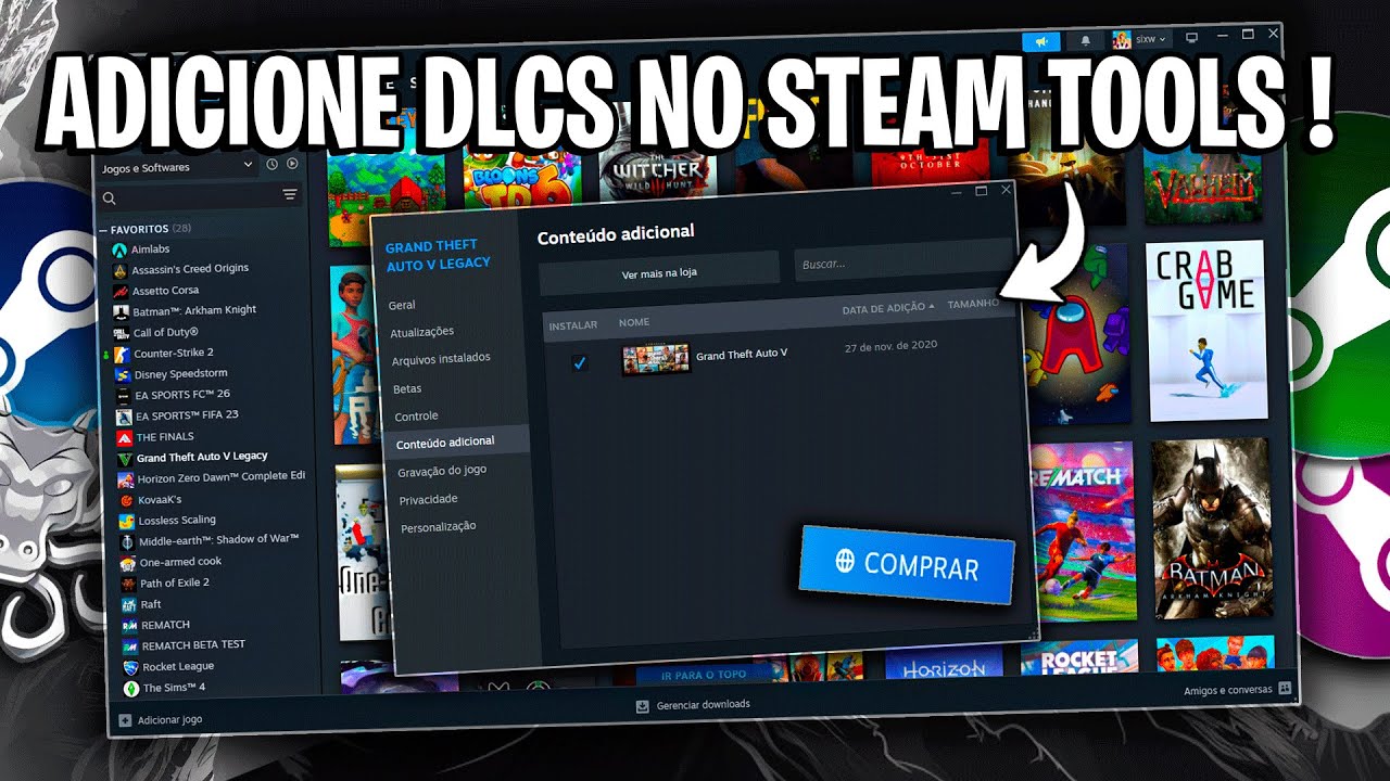 COMO ADICIONAR DLCS USANDO O STEAM TOOLS EM 2026 !