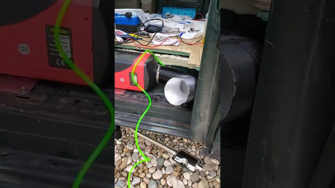 Chinese Diesel Heater installed and functional #van #vanlife #diesel #heater #diy