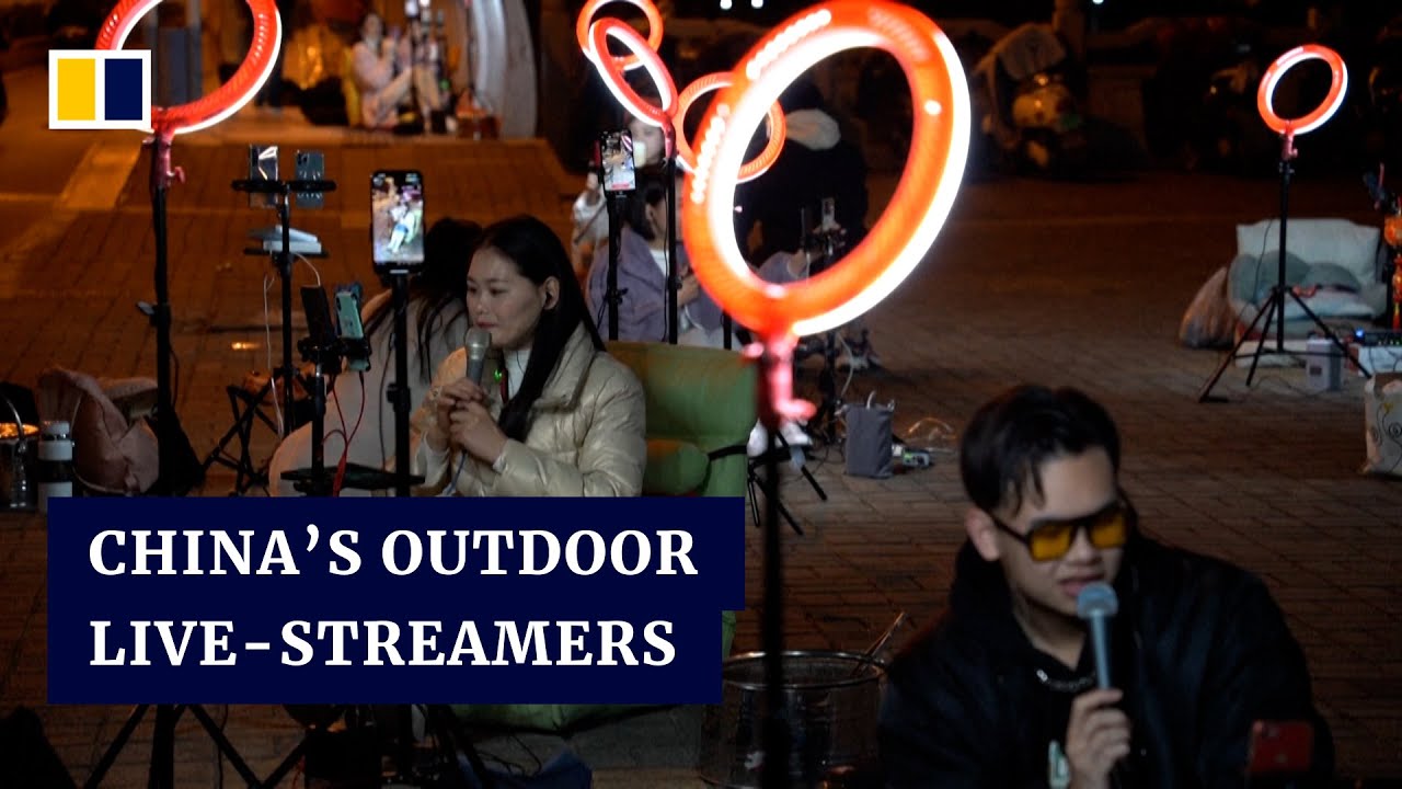China&rsquo;s Douyin performers stream outdoors at night to earn higher tips
