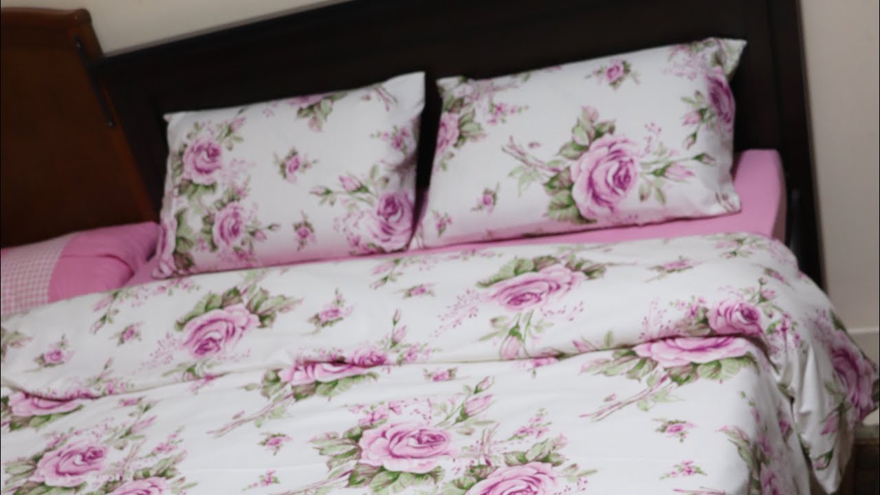 تعالو نعمل طقم كامل للسرير (ملايه بأستيك وكفر لحاف وطريقة قص الخداديه) بطريقه سهله #bed #مشروع_مربح