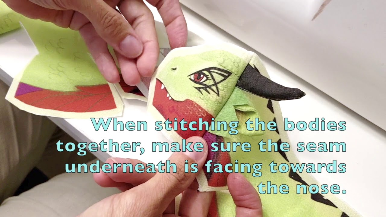 DIY Dragon Plush - Sew it yourself dragon from Spoonflower fat Quarter