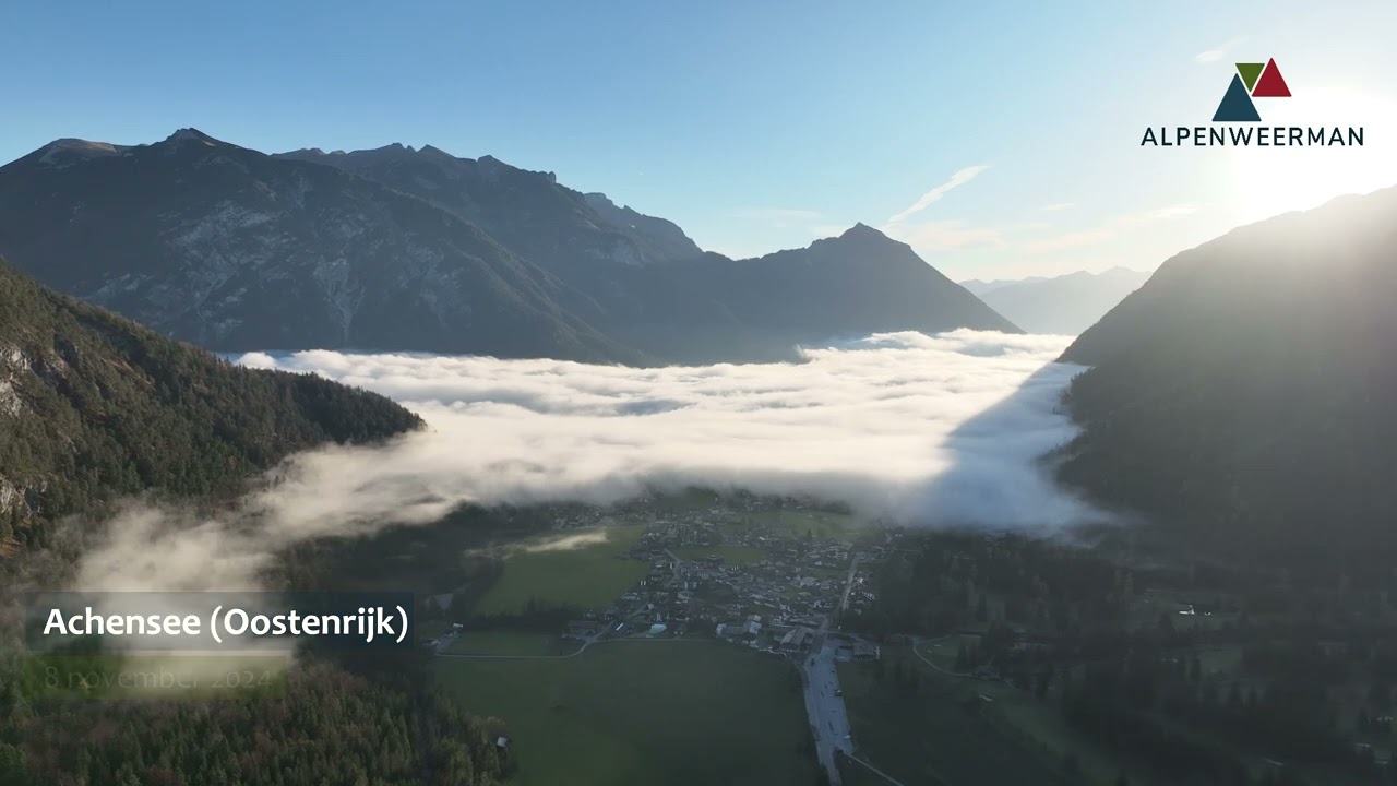 Zon en Hochnebel in de Alpen - herfstbeelden met een drone
