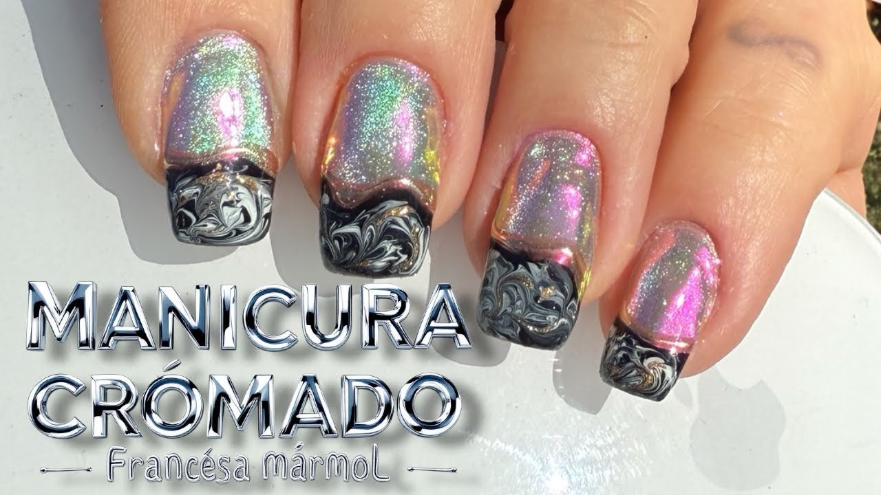 COMO HACER | MANICURA EFECTO CHROME & FRANCESA MÁRMOL #manicura