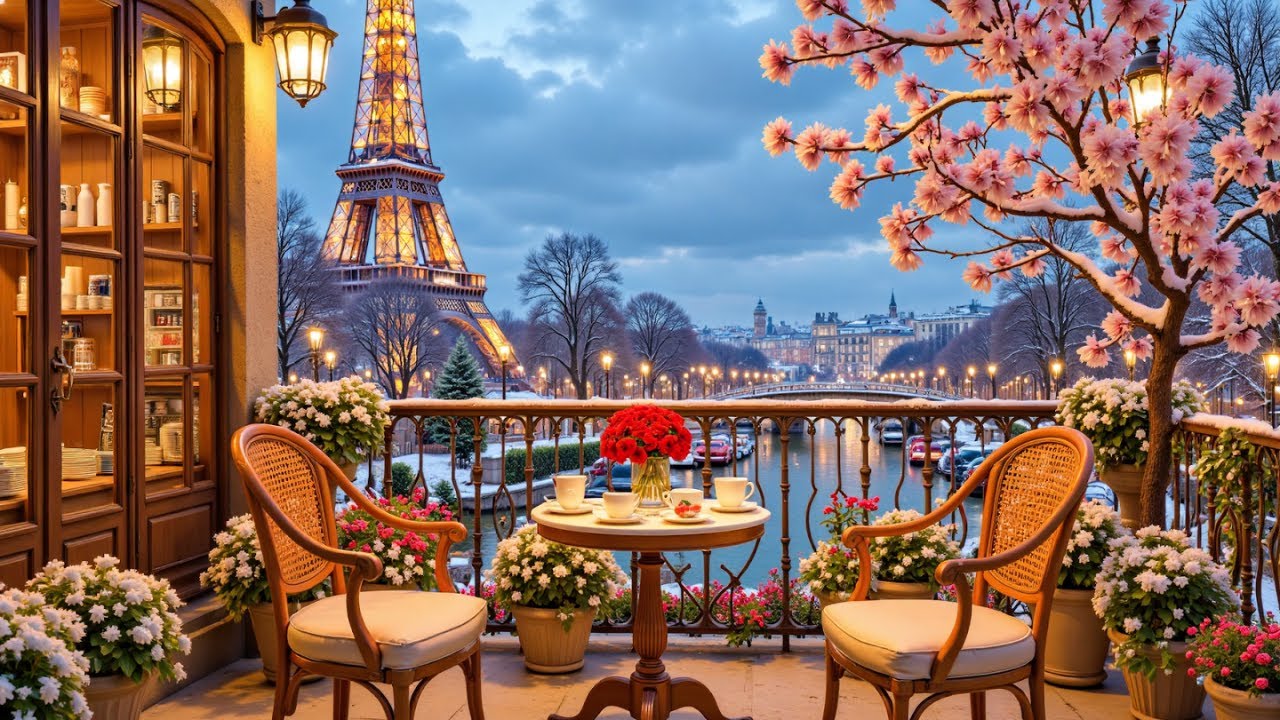 Night Balcony Jazz in Paris ☕ Spring Jazz Ambience for Relax, Calm & Unwind