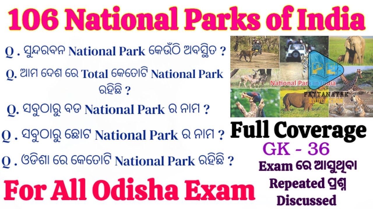 National Parks in India || National Parks Important Questions || 106 National Parks of India || GK