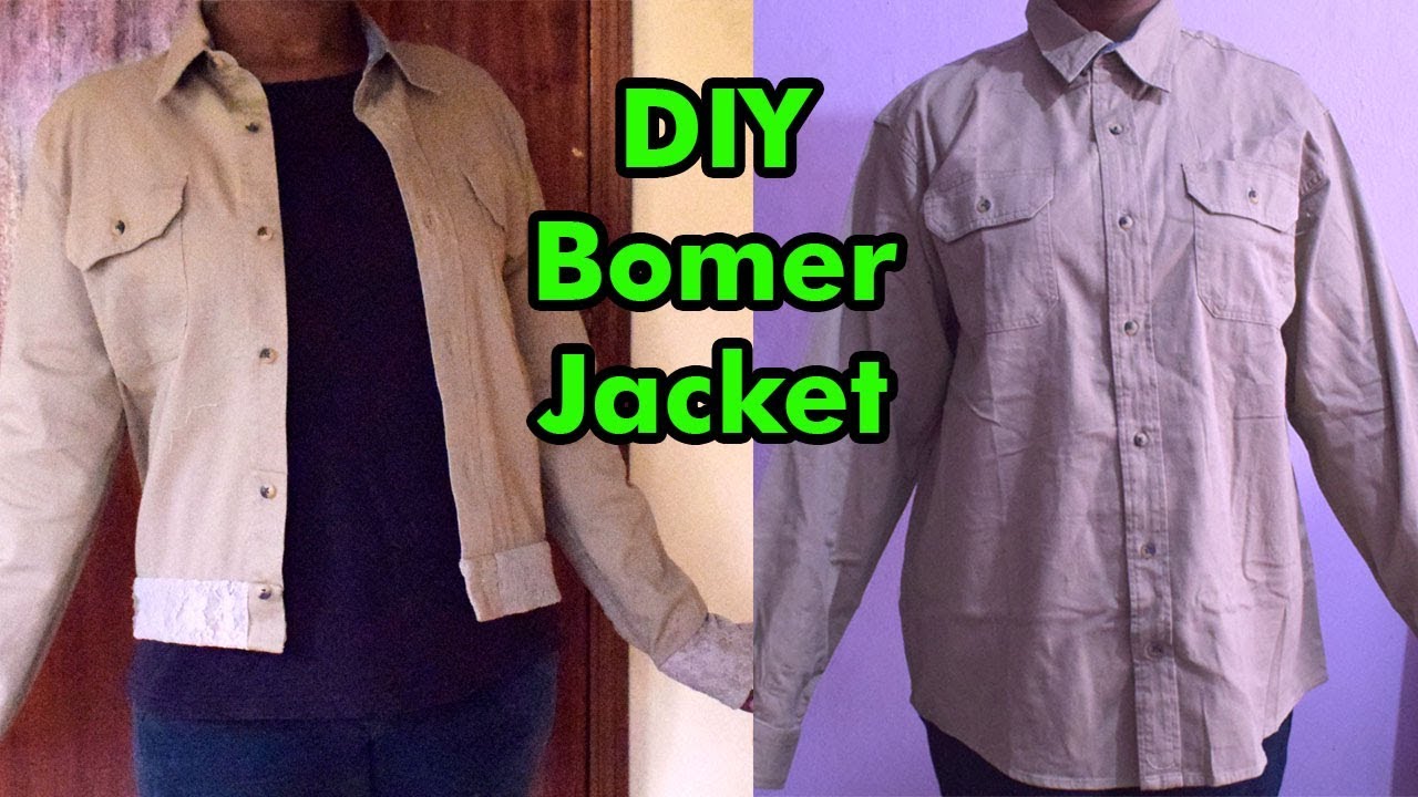 DIY Bomer Jacket From Oversize Mens Shirt