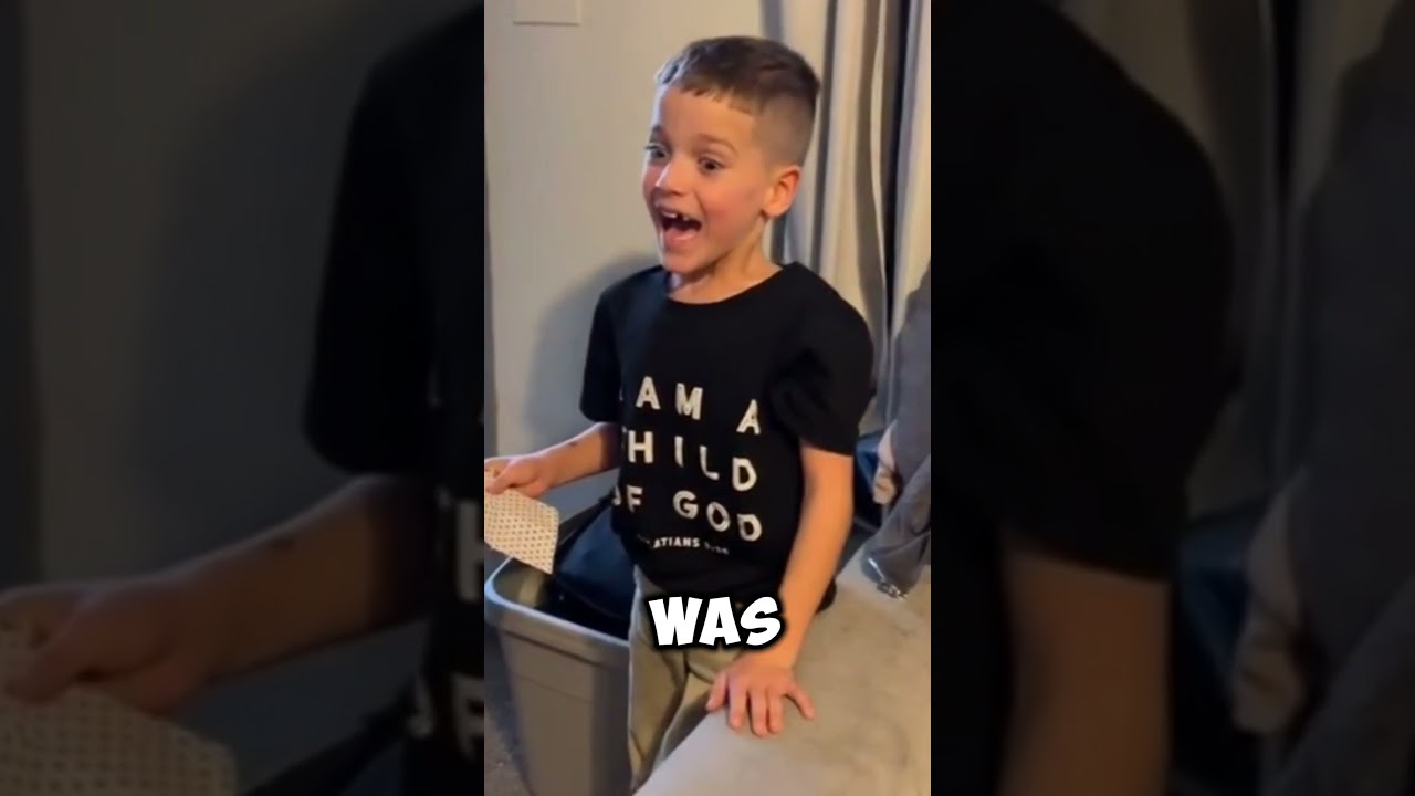 Little kid has amazing reaction to surprise birthday party his family threw for him #shorts