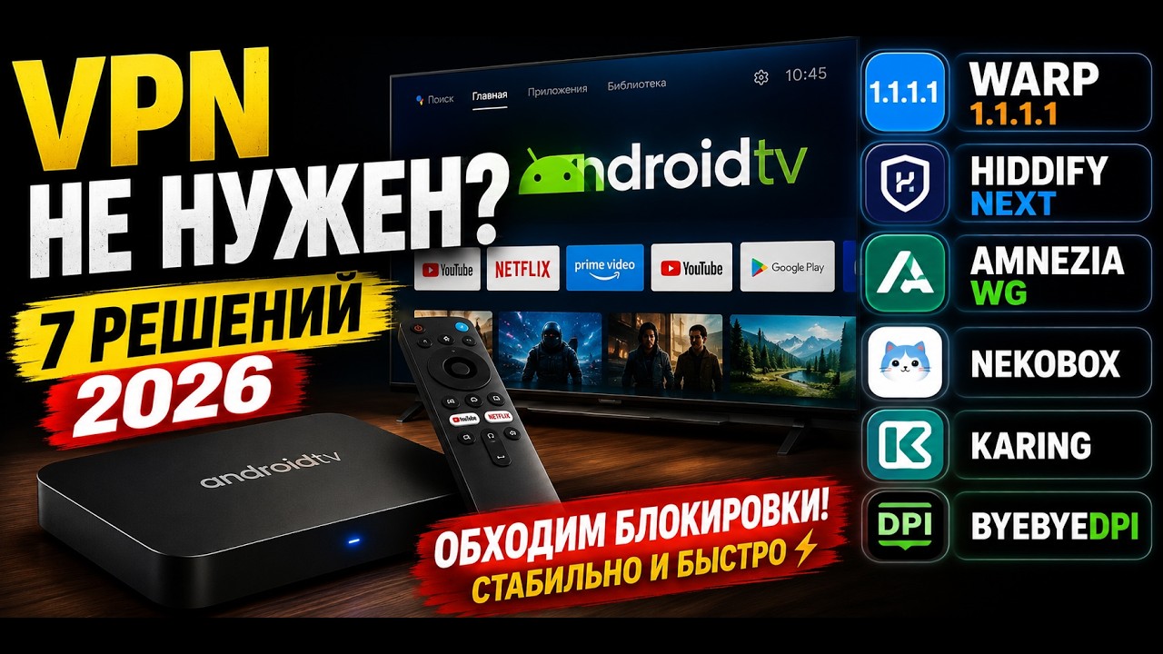 Лучшие приложения для обхода блокировок на Android TV в 2026 году | Что реально работает?