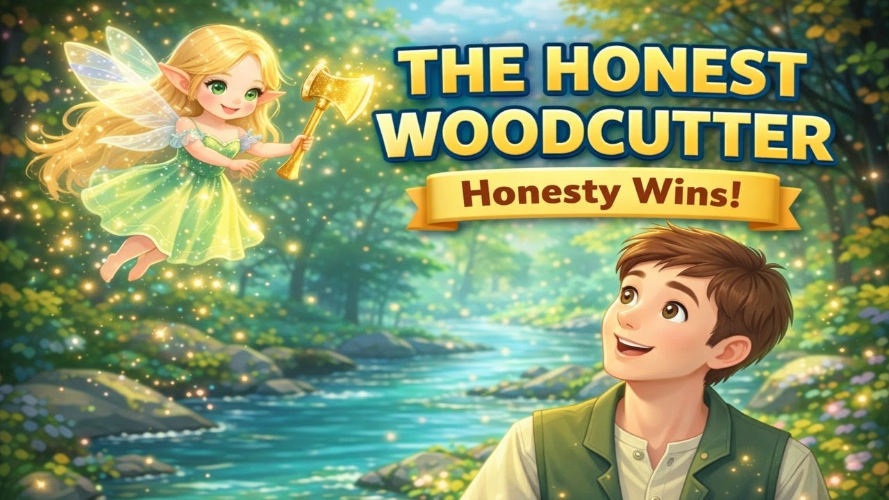 The Honest Wood Cutter | English Classic Moral Story | Kids Wonder World TV | With Subtitles