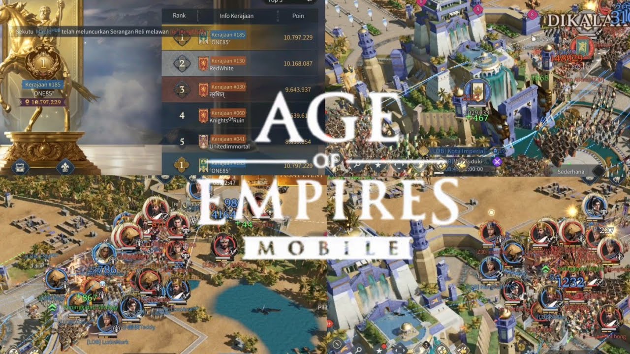 MIGHTIEST EMPIRES S185 VS S130 WAR TOP 1 AND TOP 2 STELAR KINGDOM | AGE OF EMPIRES MOBILE