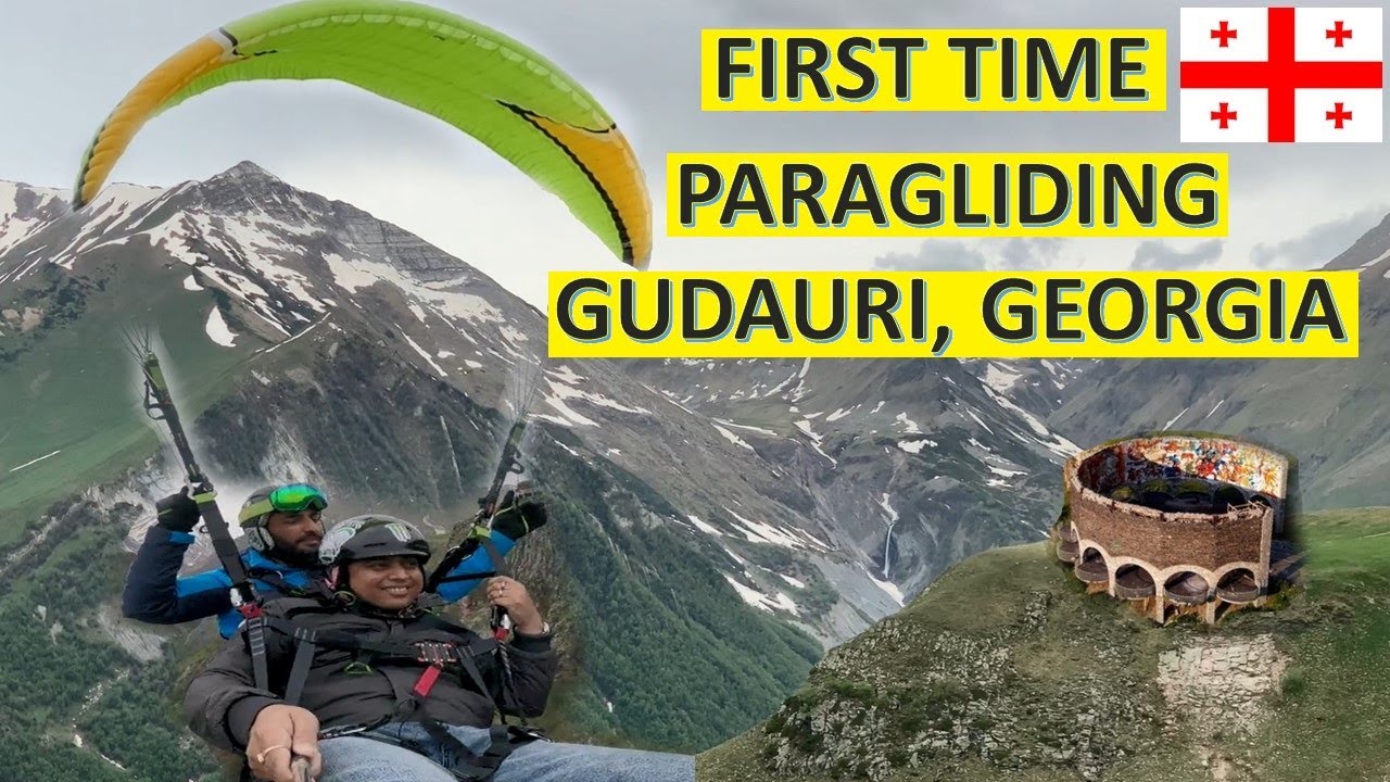 GEORGIA: PARAGLIDING @ 5054 m height: KAZBEGI mountain with beautiful views