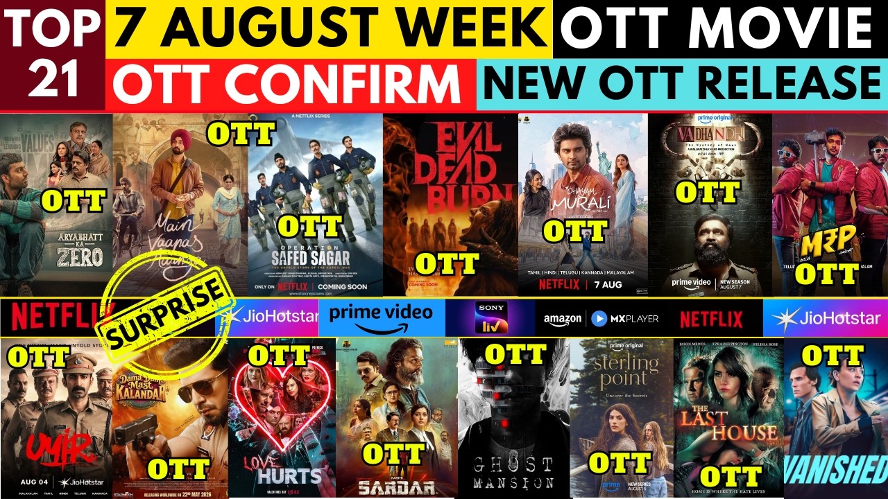 OTT Release Movies This Week 7 AUGUST I New Movies on OTT I New on Netflix I New on Amazon Prime