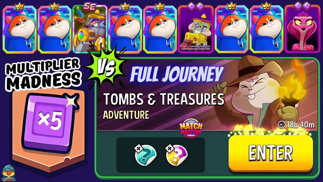 FULL Adventure Tombs & Treasures! Multiplier Madness + Rainbow + Super Sprint | Match Masters