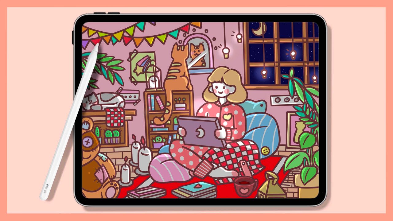 [iPad Drawing] 아기 자기한 내 방 그리기, 아이패드그림, 프로크리에이트, 힐링영상/Drawing my room, Procreate, Healing video