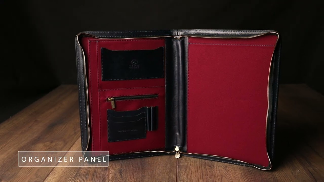 Full-Grain Leather Blue A4 Documents Folder Organizer - Candide | Time Resistance Official Video
