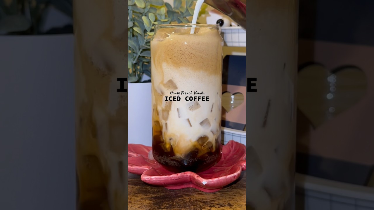 Best French vanilla iced coffee made at home #coffee #shorts #subscribe