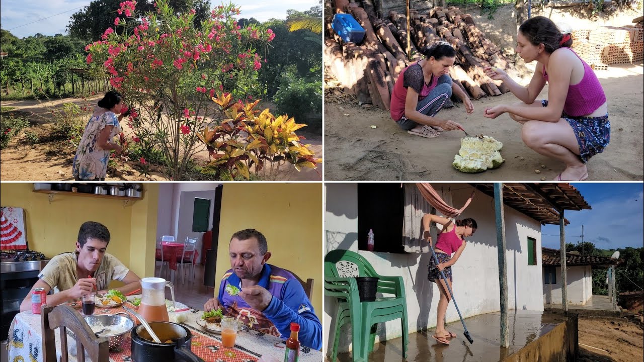 MARINES E NATALIA COMEÇARAM LOGO CEDO OS TRABALHOS + LANCHE COM UMA JACA