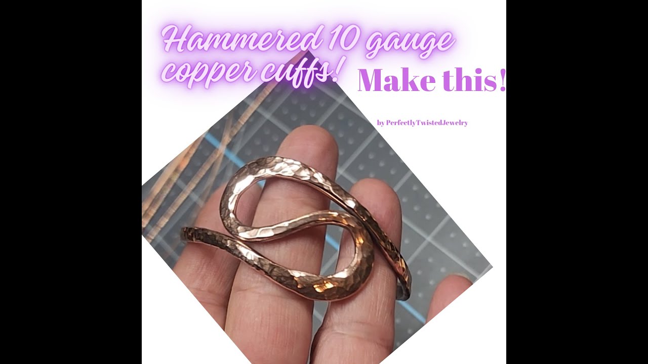 Hammered Wire 10 Gauge, Curvy Copper Cuff bracelet blank!
