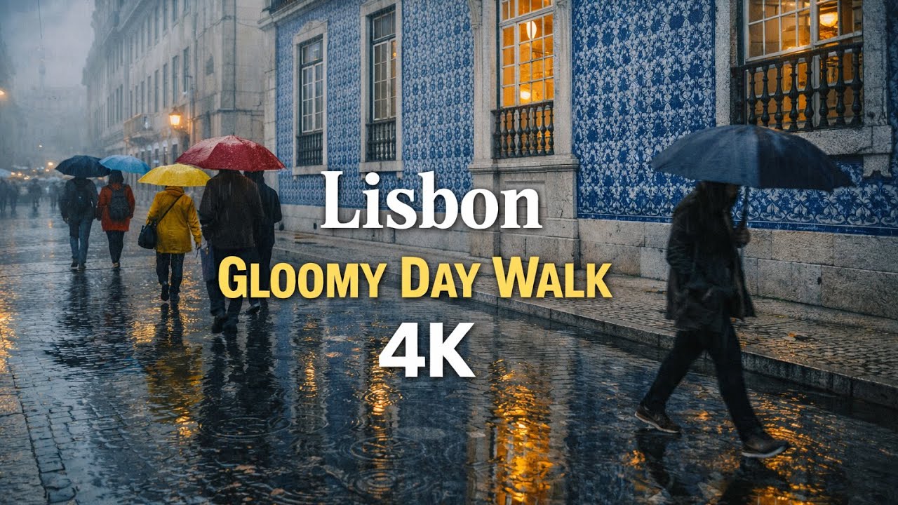 Lisbon City Ambience Walk 4K – Overcast Day, Natural Sounds & Everyday Rhythm
