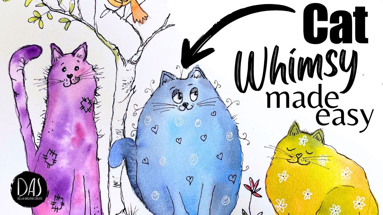 Cute Whimsical Cats - Enjoy Instant Watercolor Success