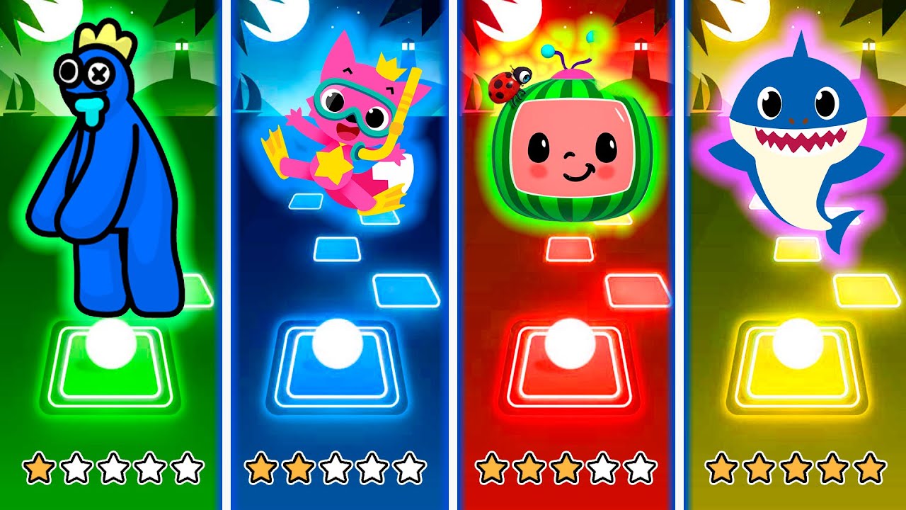 Rainbow Friends + Pinkfong + Cocomelon + Baby Shark | Tiles Hop EDM Rush!