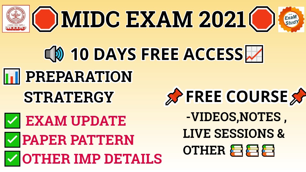 MIDC 2021 UPDATE I Exam Pattern Preparation Strategy I Books,Notes,Act I Free Course & Sessions