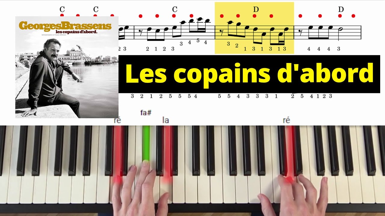 Joue Les copains d'abord au piano (2 versions : débutant et avancée)