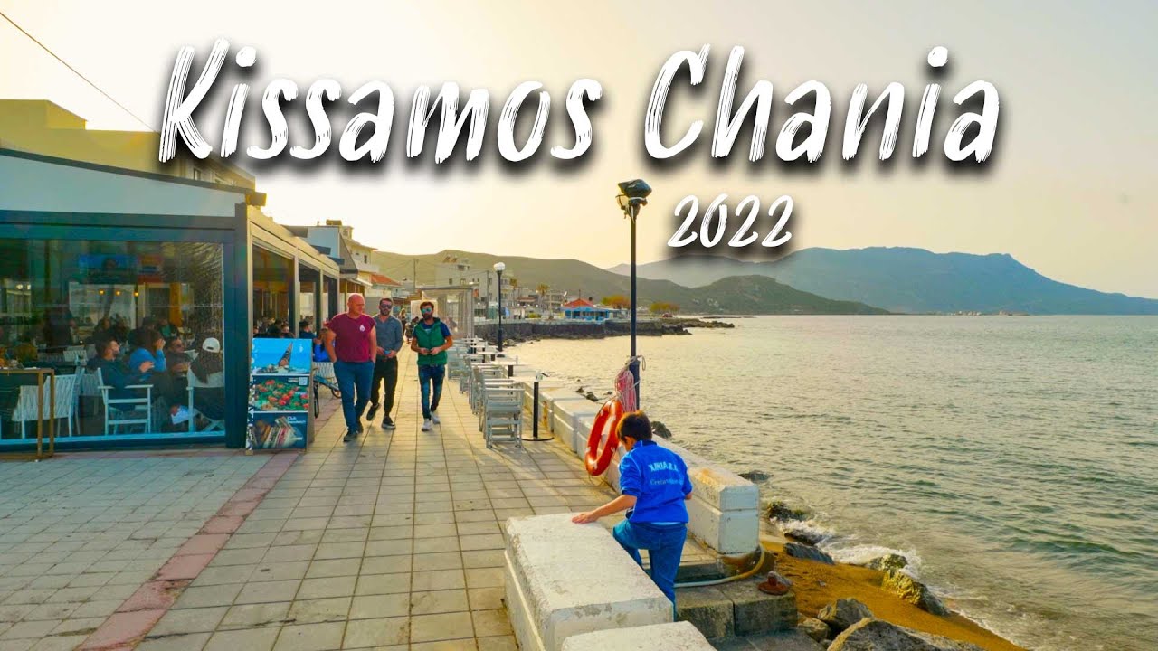 Crete Greece, Kissamos, Walking tour 4K, NOT BUSY YET! Kreta 2022