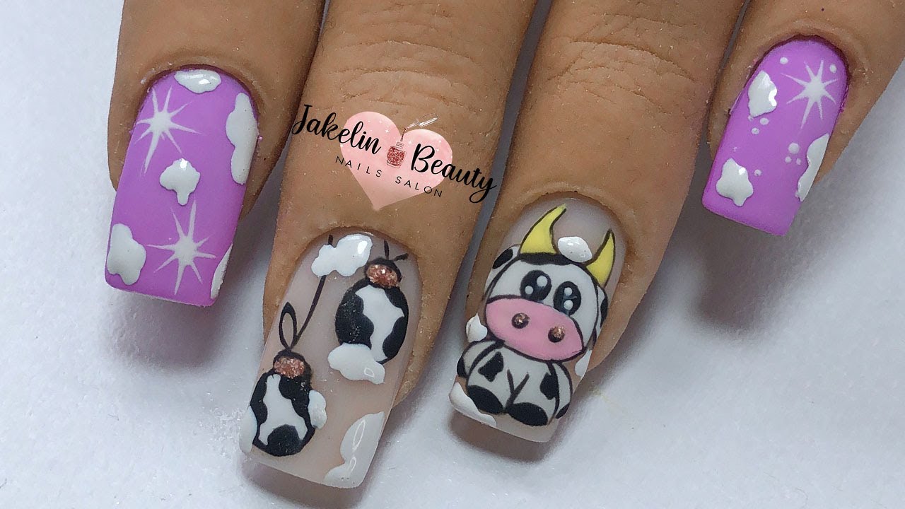 UÑAS DE VAQUITA/Miren que fácil es nail art🐮😍🔥