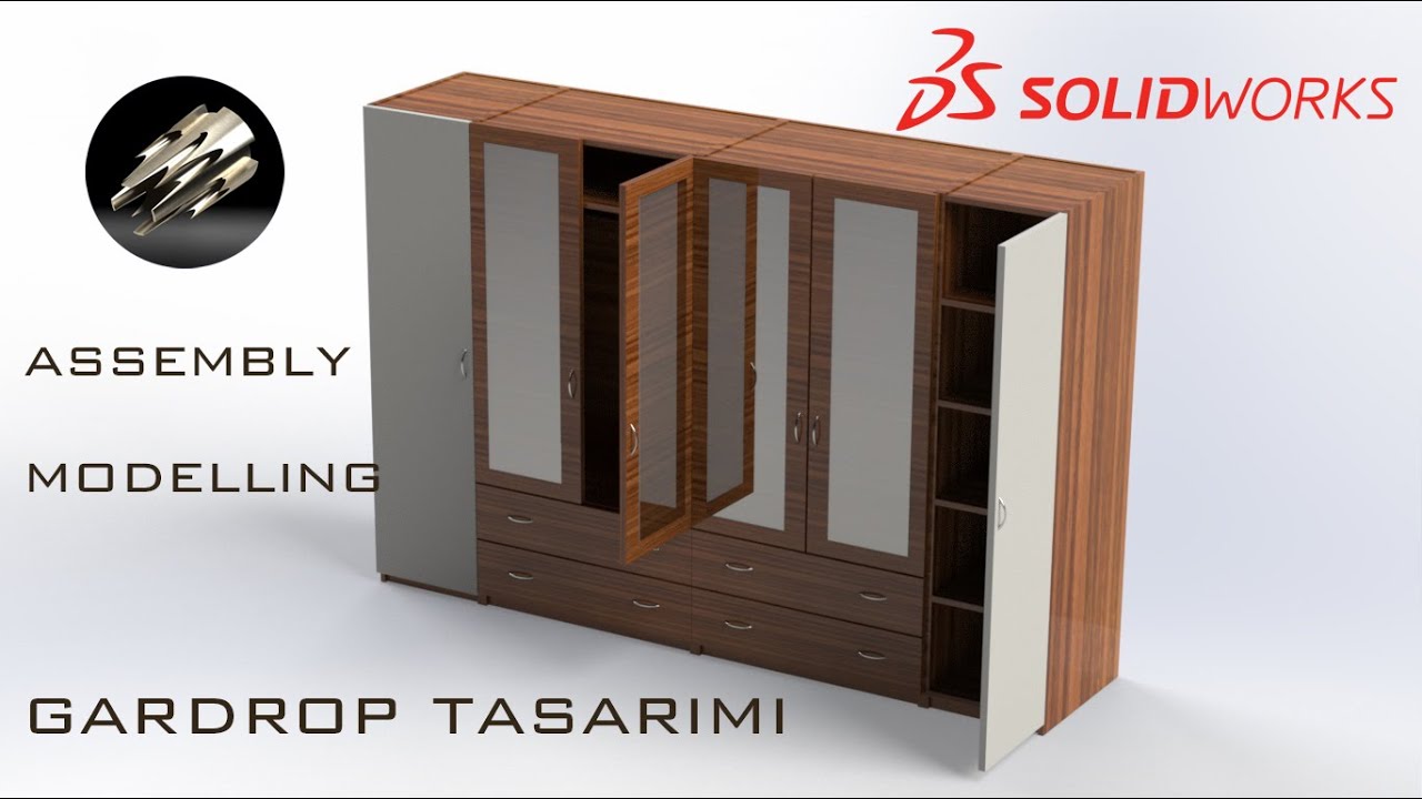 SolidWorks dolap wardrobe Giysi Dolabı tek Part çizim cabinet