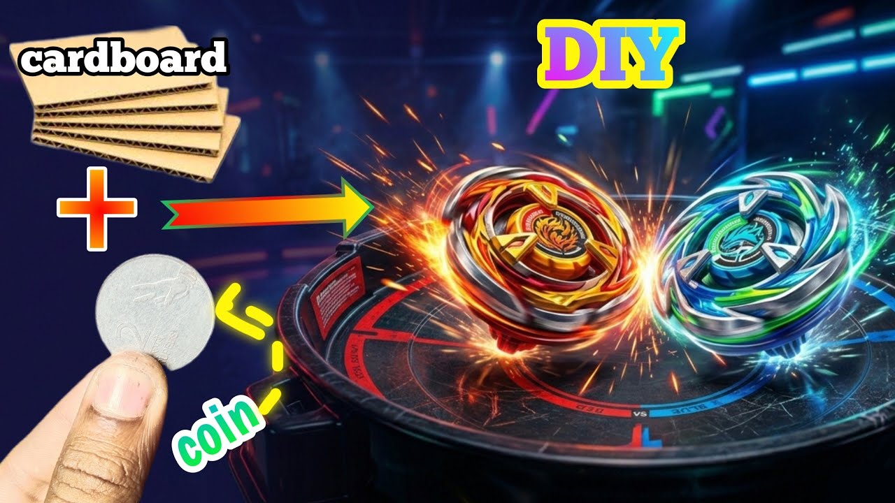 How to make a Powerful Beyblade🥏 with Cardboard! 😱 DIY Spinning Top । Easy hacks