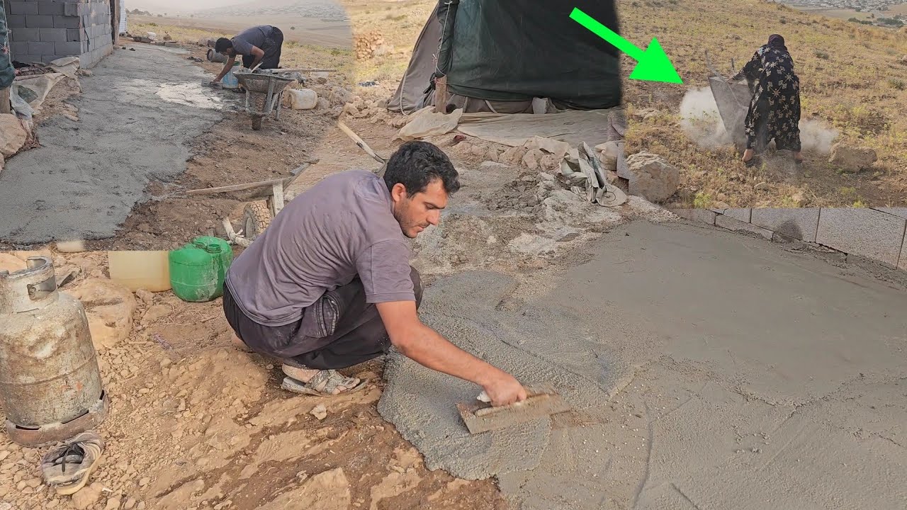Cement work in front of the room to prevent dust and bring happiness to the family