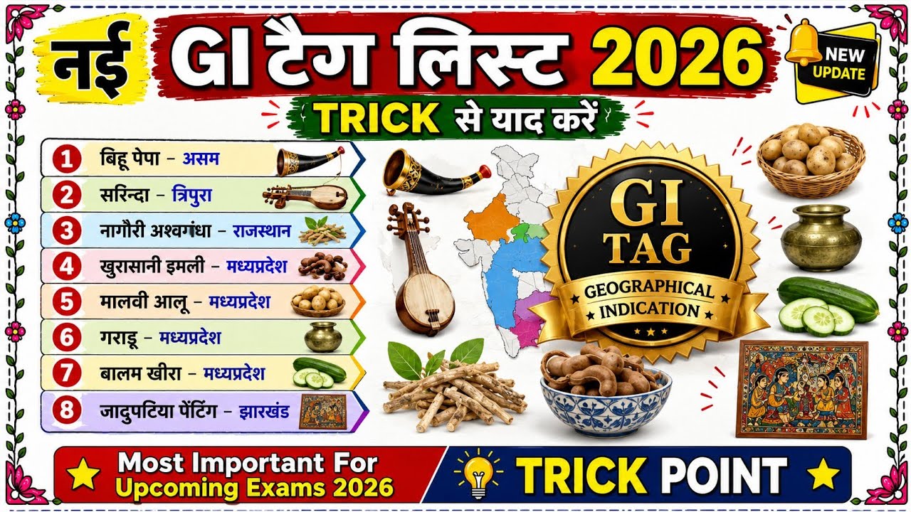 GI Tag 2026 | भारत के सभी महत्वपूर्ण GI Tags 2026 | UPSC | PSC | SSC | Current Affairs