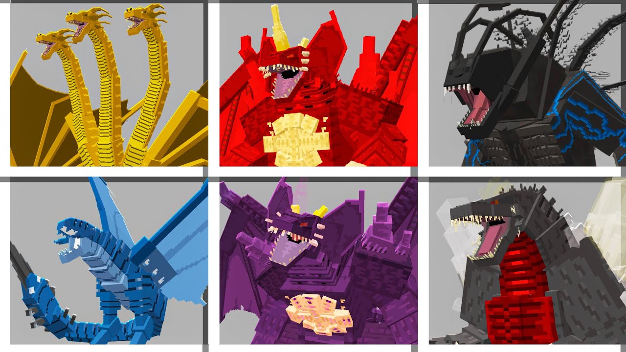 CONHEÇA TODOS OS NOVOS KAIJUS NO MINECRAFT !!   ( GODZILLA AND KON RISE OF THE TITANS ADDON )
