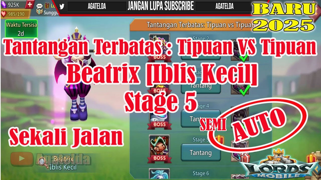 Tantangan Terbatas Tipuan VS Tipuan Beatrix [Iblis Kecil] Stage 5 AUTO 2025 │Lords Mobile