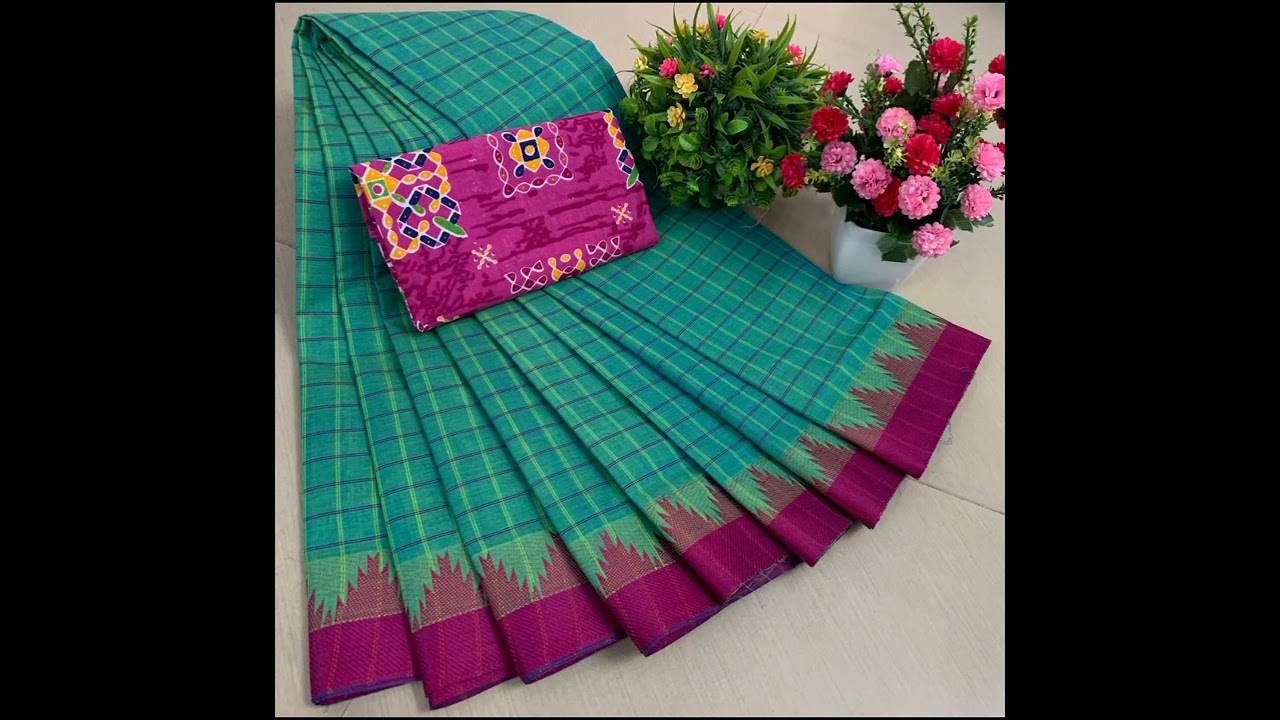 👆New Arrival of Premium Pure Cotton Sarees with Kalamkari Blouse 🌕saree+kalamkari blouse *@ 1200+$📸 