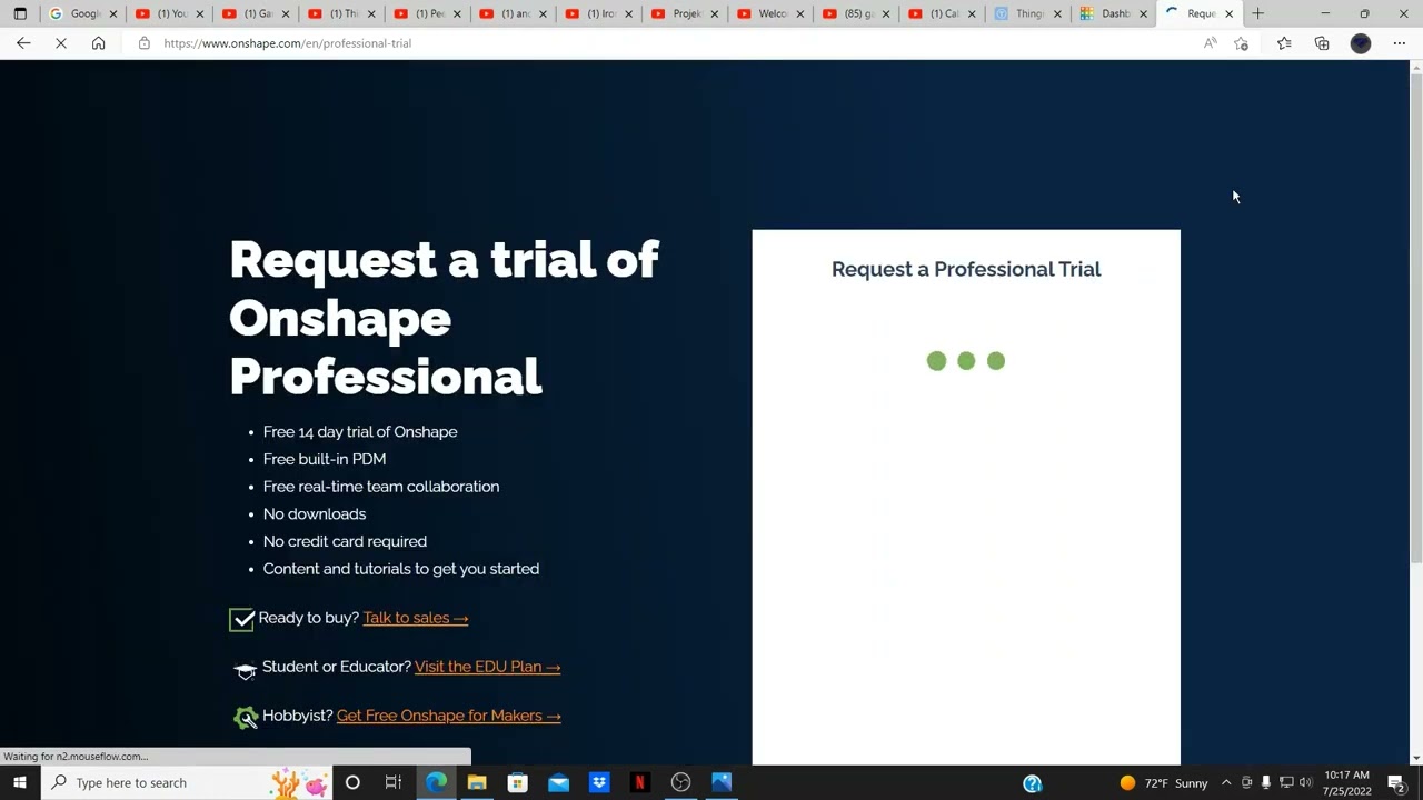 ONSHAPE Prt 1 creating onshape account
