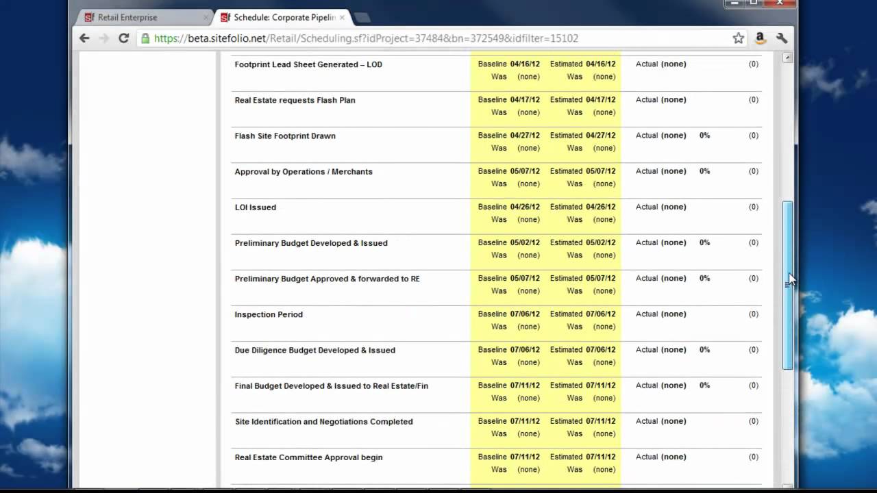 Master Schedules: Setting Baselines and Actuals