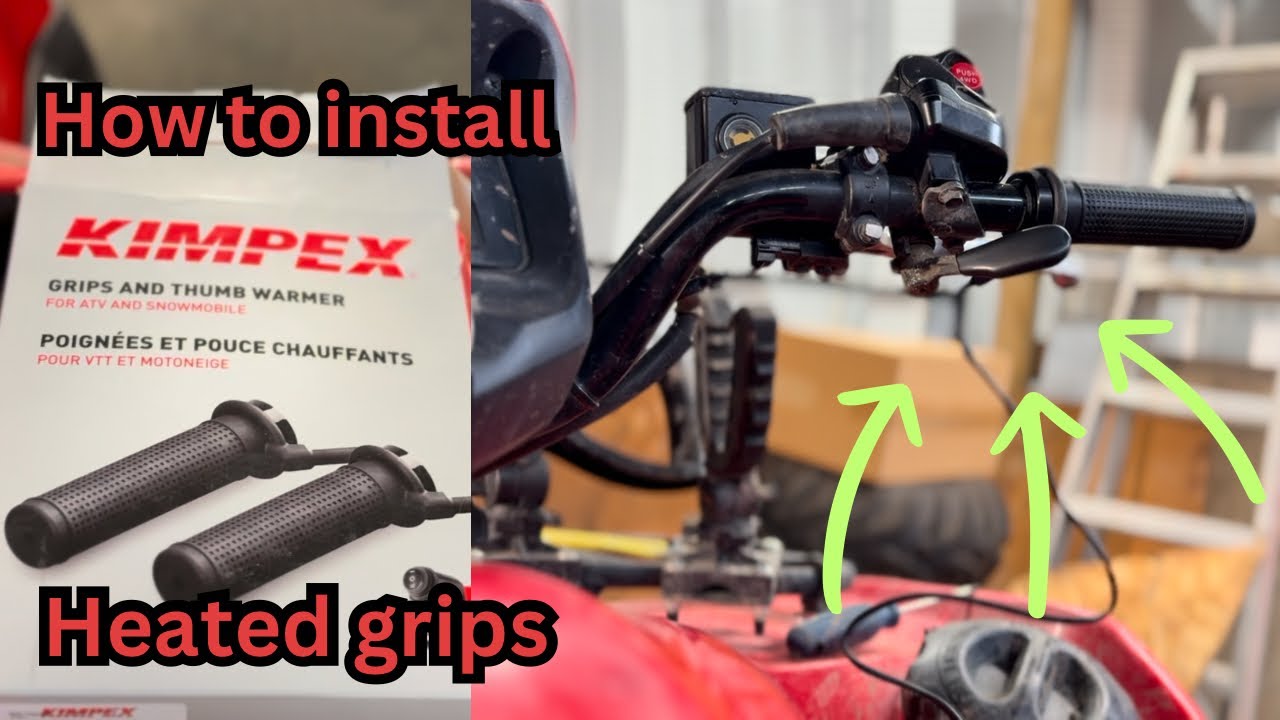 Heated ATV grips on an Suzuki King Quad. How to install Kimpex heated grips with a thumb warmer.
