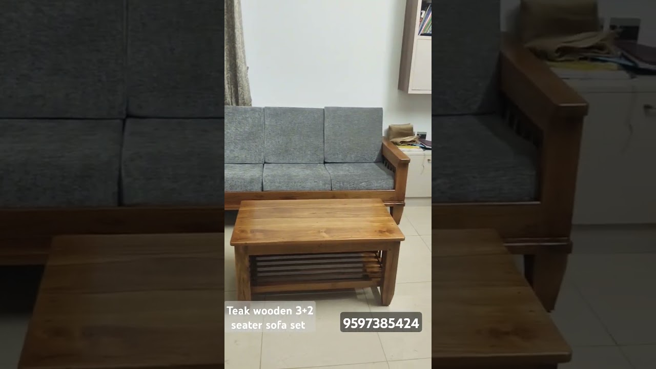 3+2 seater teak wooden sofa set delivered at Bangalore, Sarjapur. #teaksofa #teakfurniture