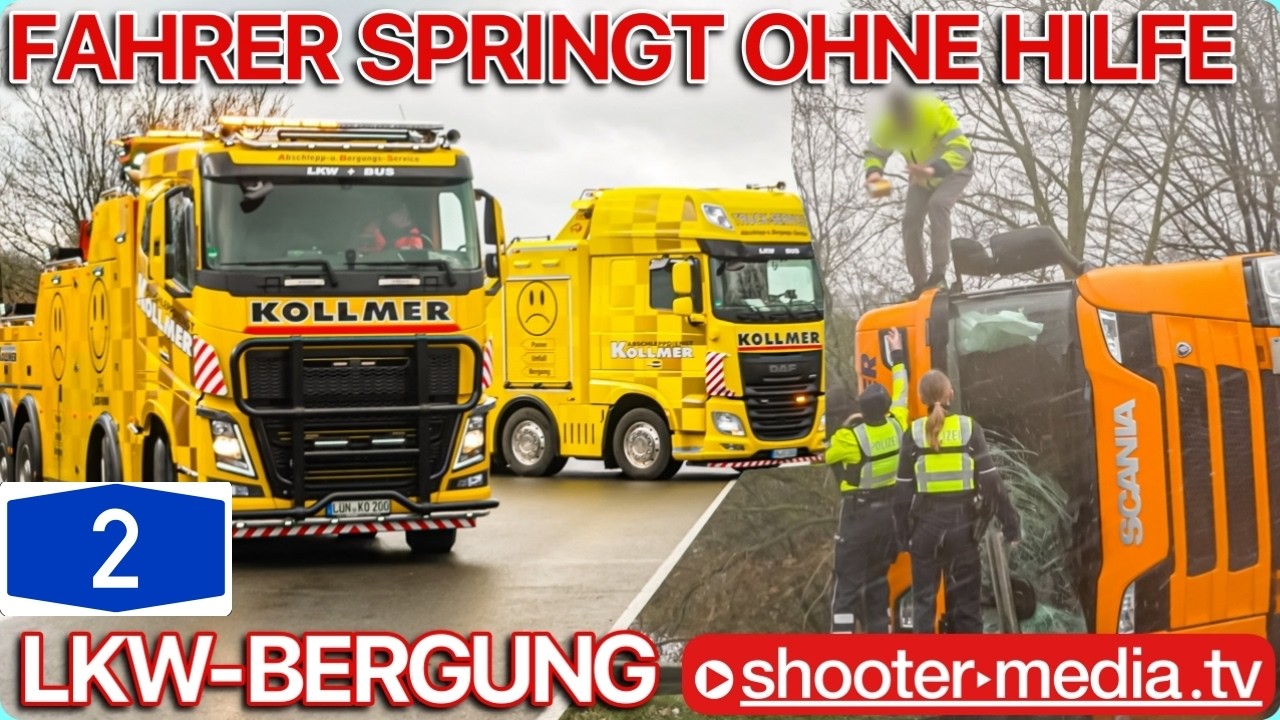 🚧 LKW-BERGUNG mit VOLLSPERRUNG 🚧 | 🤦‍♂️ LKW-Fahrer springt auch ohne helfende Hand... 🤦‍♂️