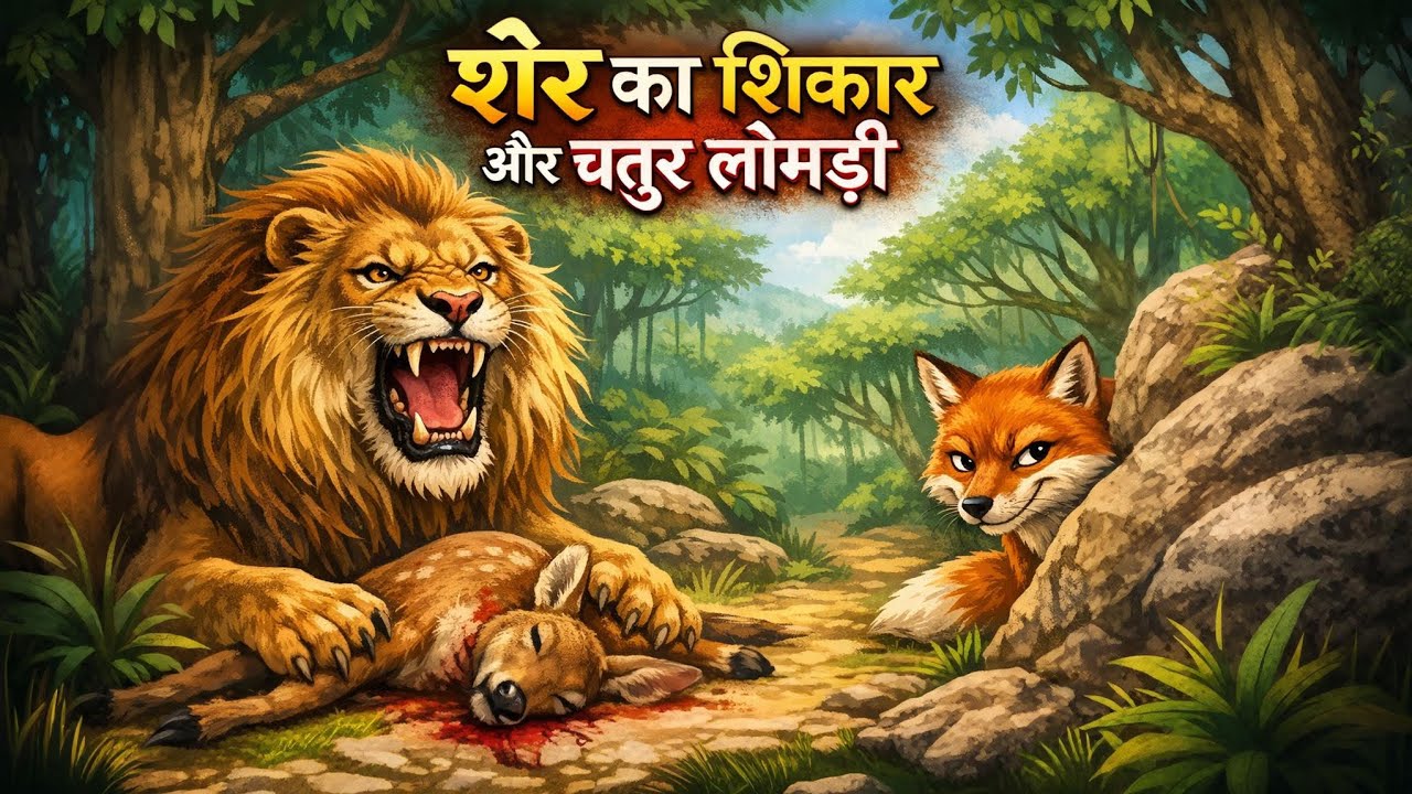 शेर का शिकार और चतुर लोमड़ी | Sher Aur Lomdi Ki Kahani | Hindi Moral Stories