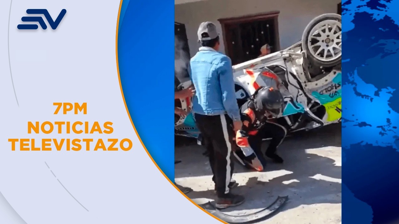 Un vehículo perdió pista y se volcó en una competencia de rally en Ambato | Televistazo | Ecuavisa